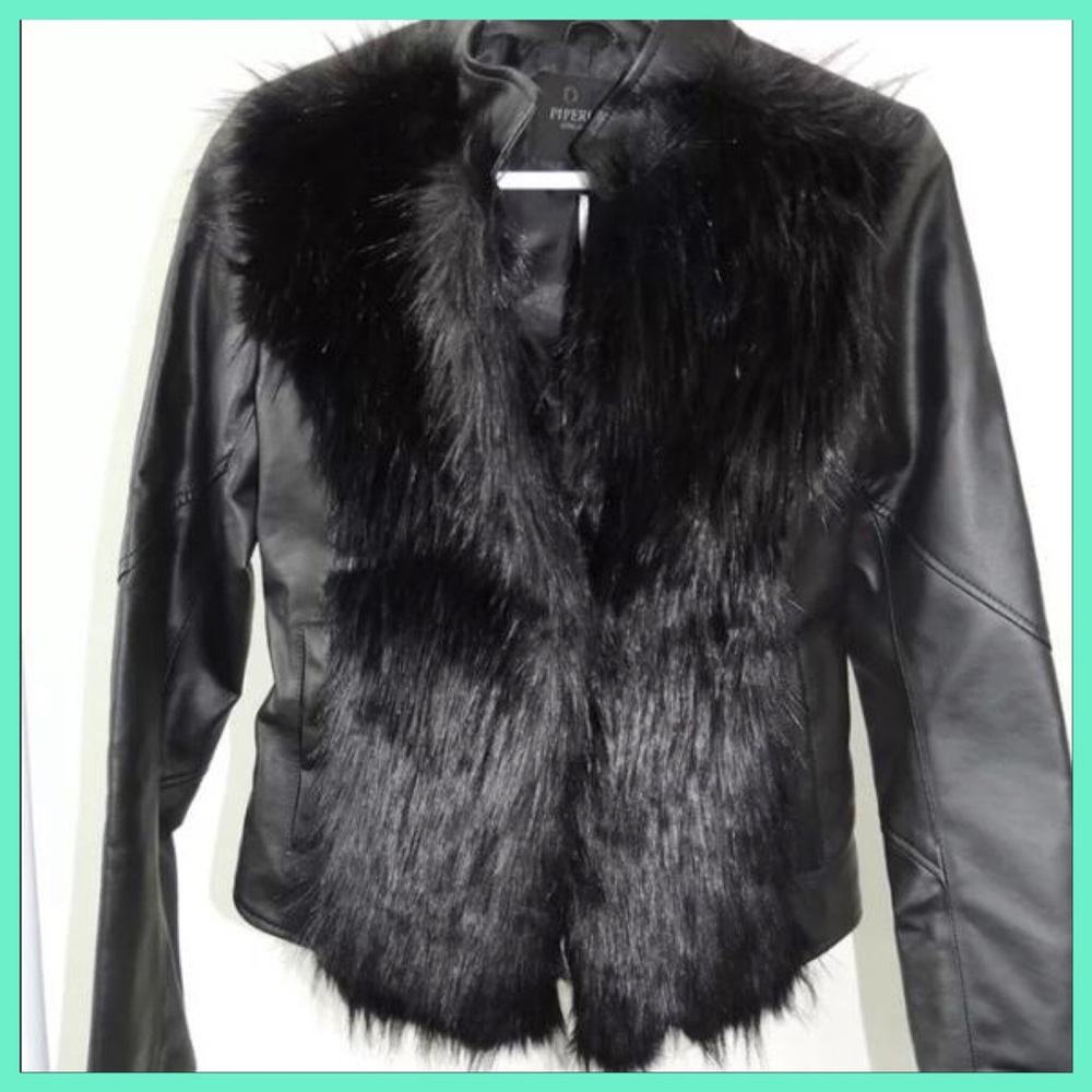 NEW ⭐️ 5 STAR RATING FAUX FUR VEGAN LEATHER JACKET ⭐️ SUPER SALE ⭐️ - Picture 3 of 7